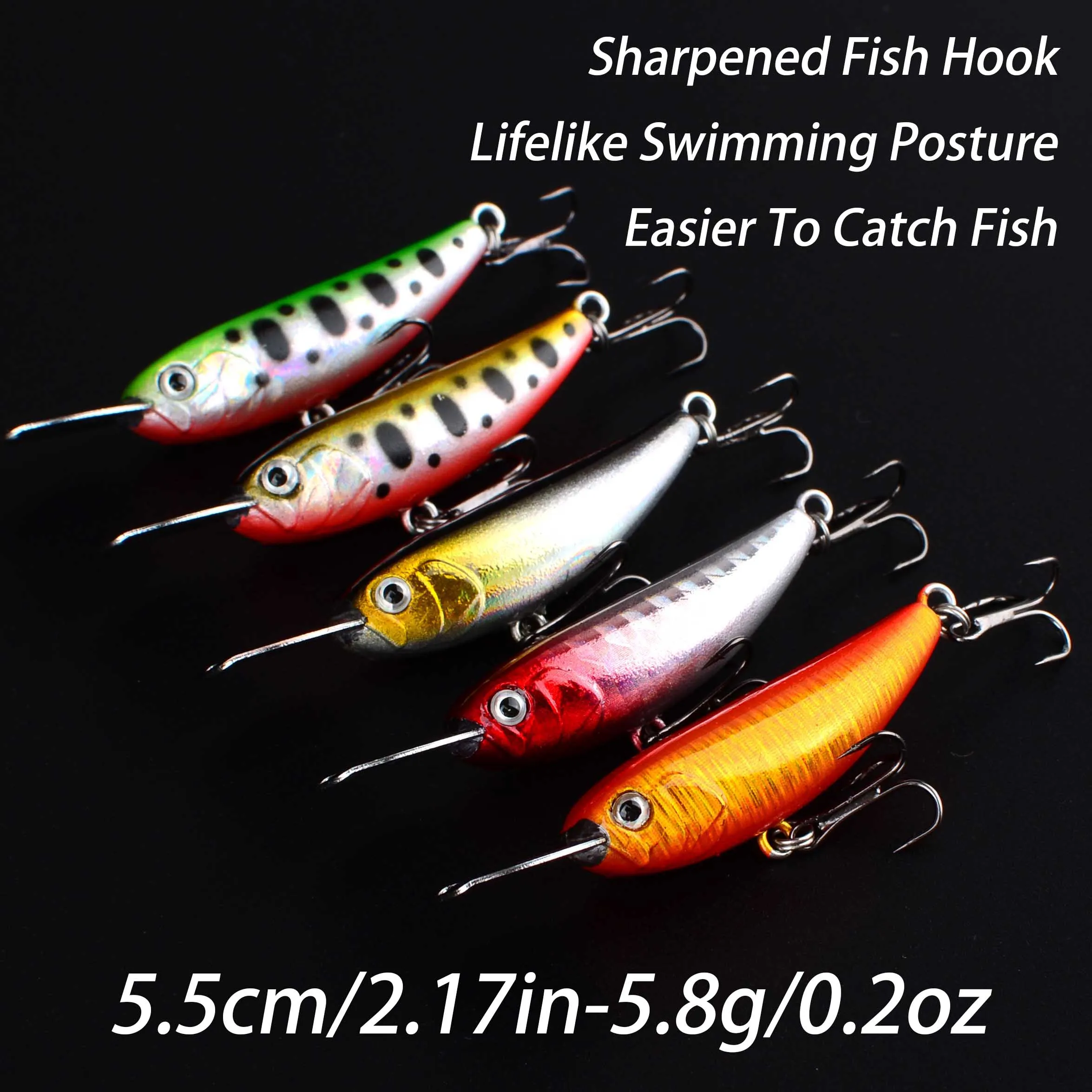 Señuelos Wobblers Minnow Crankbait de plástico para lubina – Jerkbait de hundimiento 5 uds
