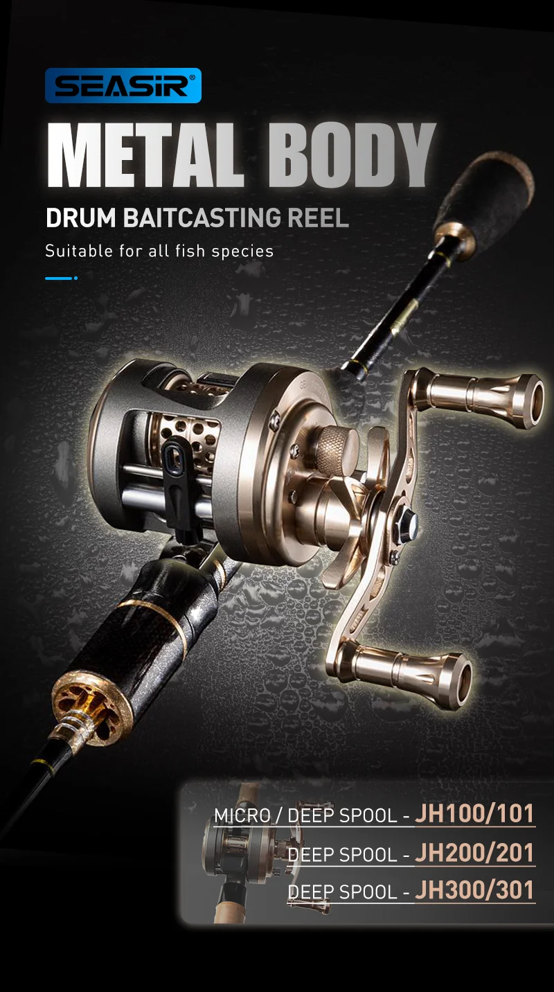 Carrete SEASIR JH baitcasting cuerpo metálico