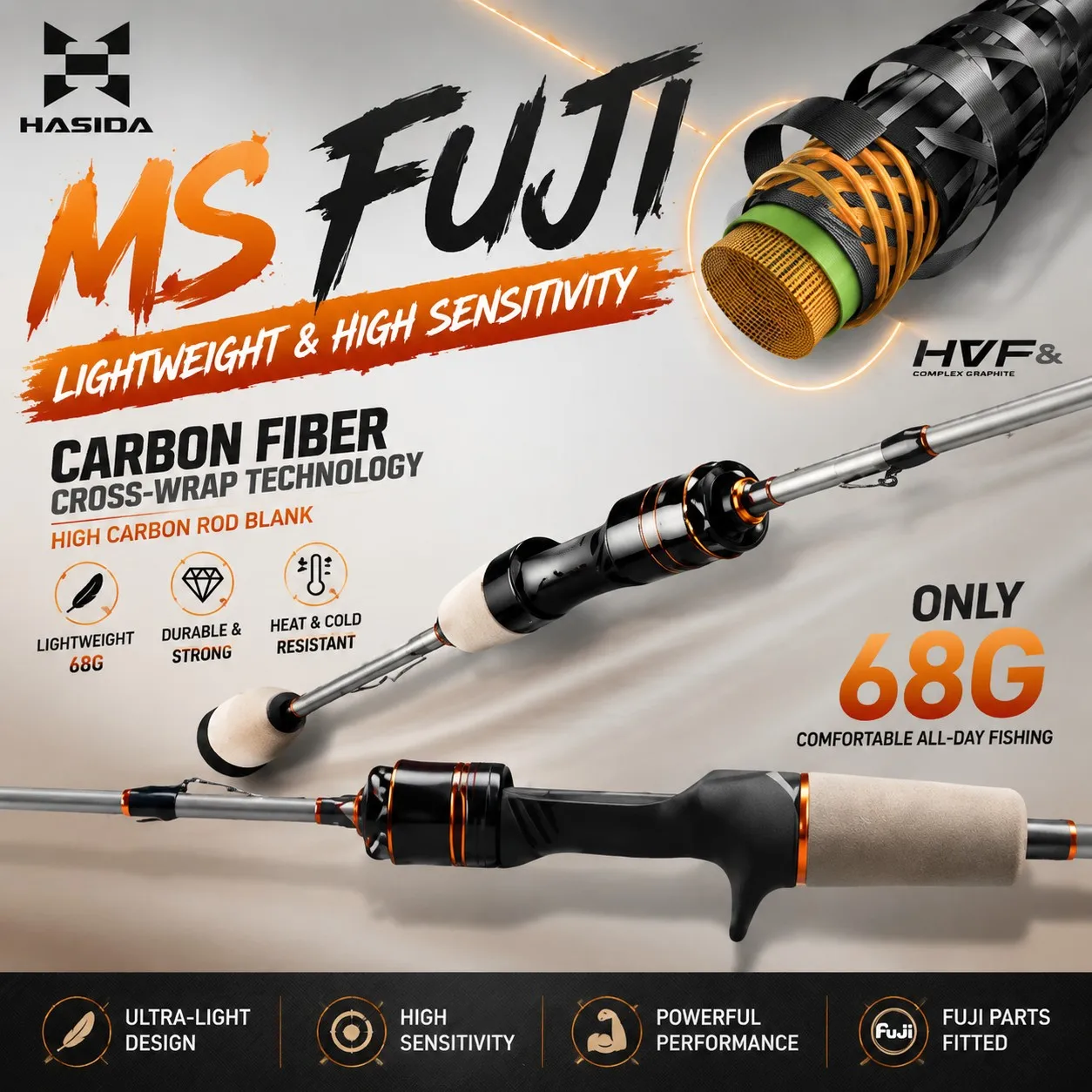 Caña Histar MS-X FUJI – Carbono Crossline para lanzamiento largo - imagen 2