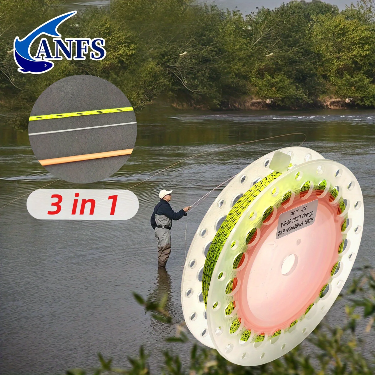 ANFS WF-5F – Kit línea de pesca con mosca flotante y líder 4X - imagen 5