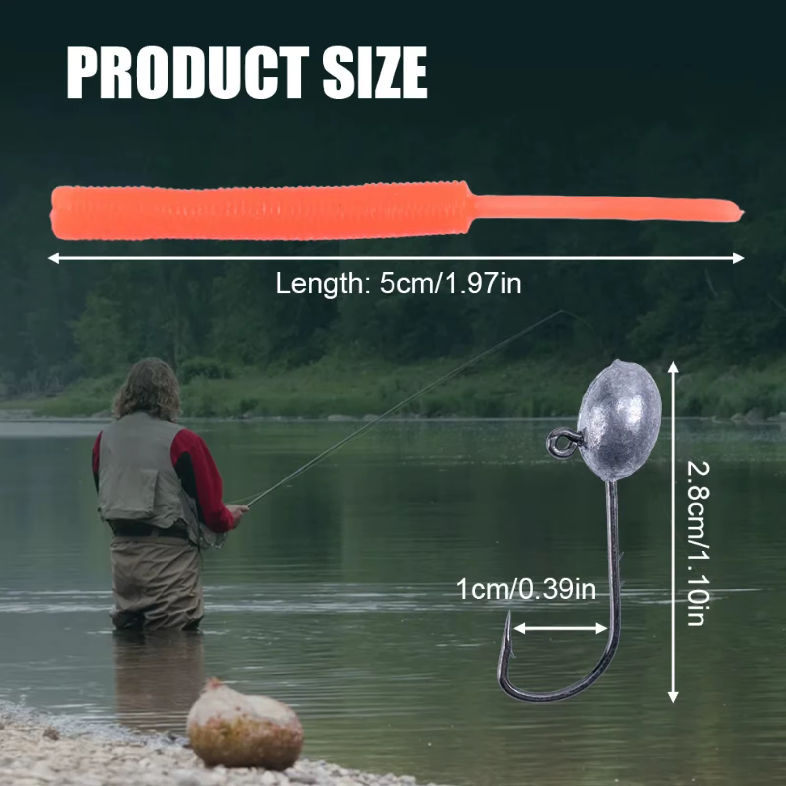 Goture vinilos con cabeza de plomo para lubina y carpa