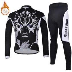 Ropa térmica ciclismo MTB manga larga lana de invierno para hombre