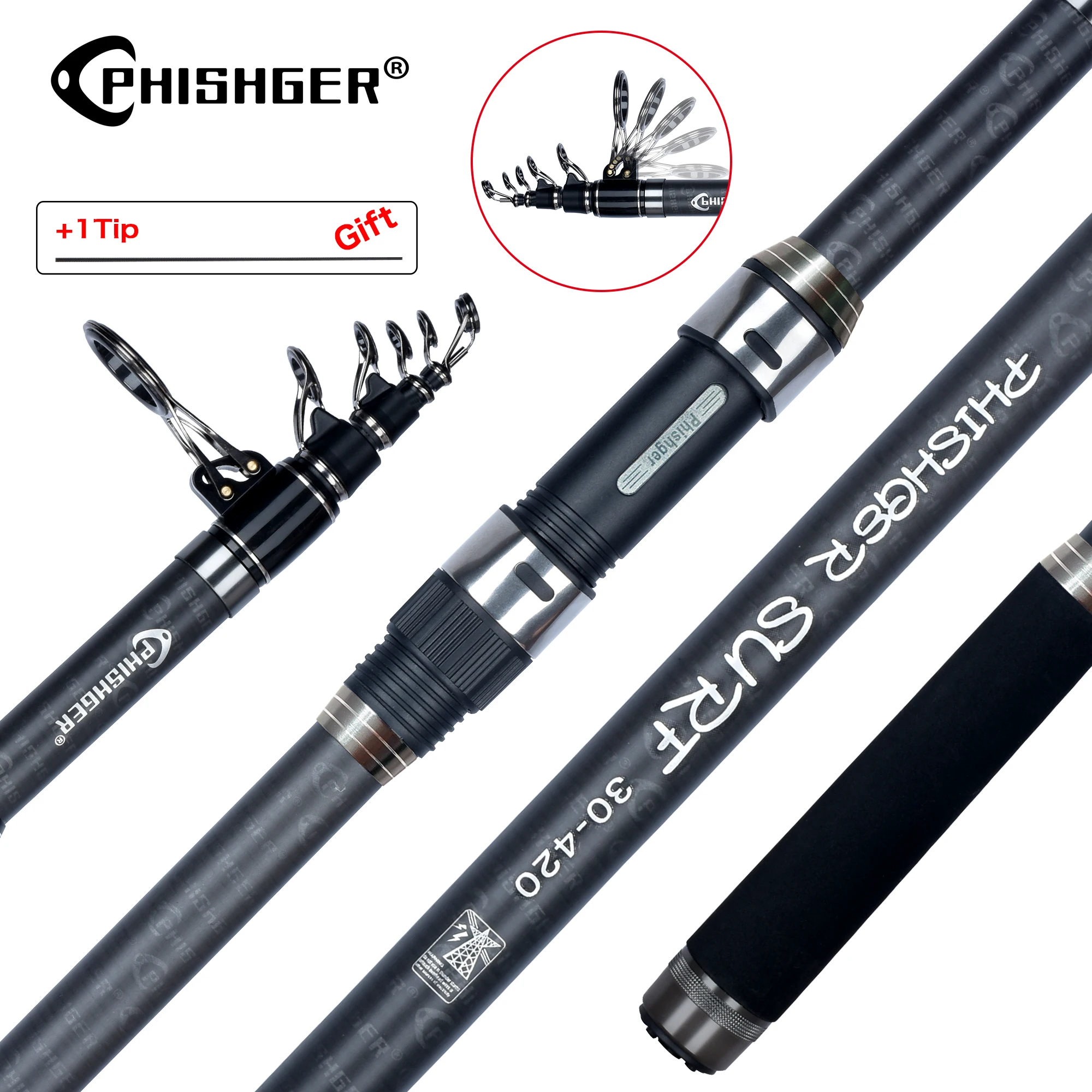 Caña Surfcasting Telescópica PHISHGER 30T – 3,60 a 5,30m - imagen 5