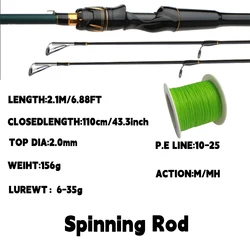 Caña de spinning fibra carbono ROLLFISH – Doble punta M/MH