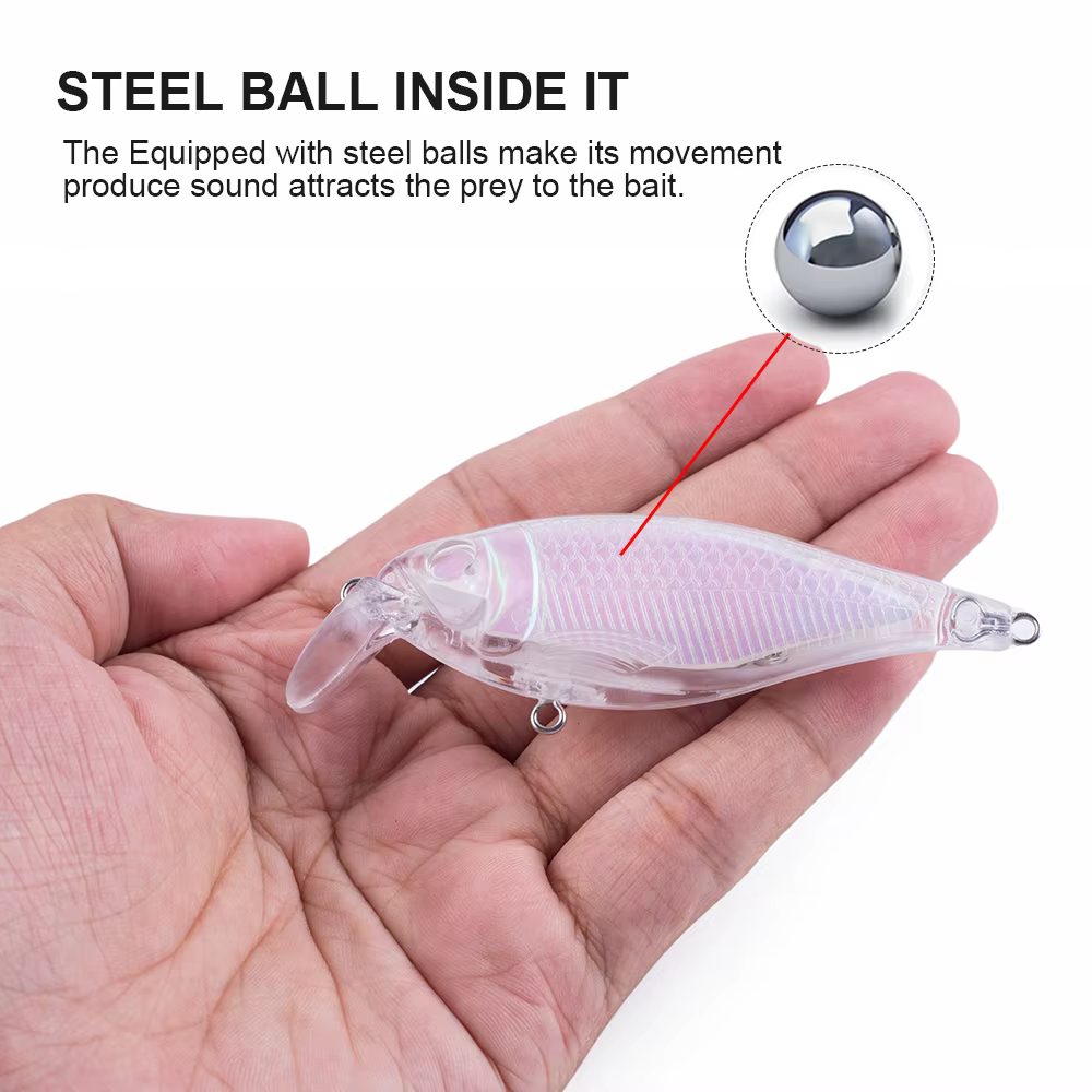 Hanlin Señuelos de Pesca - Crankbait flotante sin pintar, cuerpo duro - imagen 5