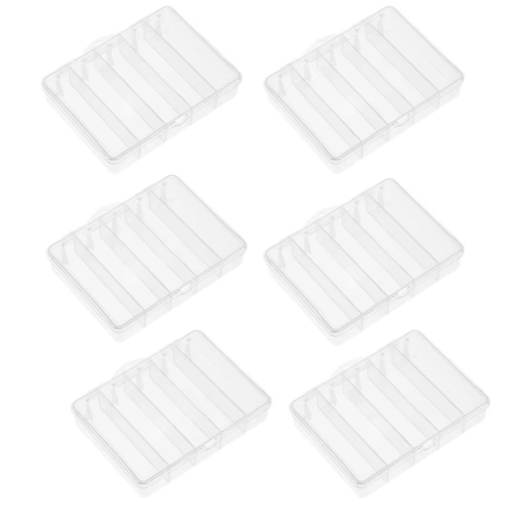 Caja de pesca transparente con compartimentos para anzuelos