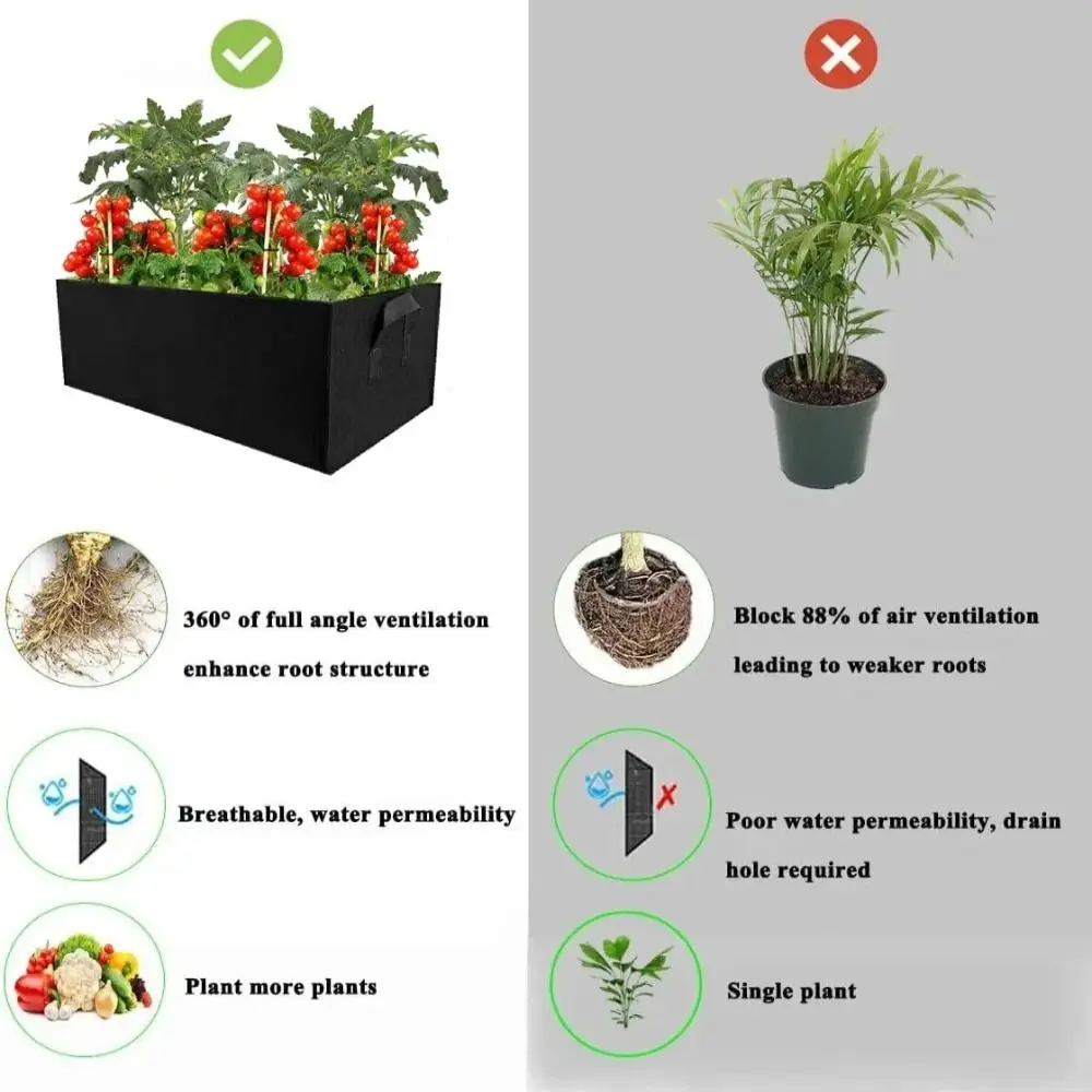 Bolsa de cultivo de fieltro con asas rectangular para verduras - imagen 2