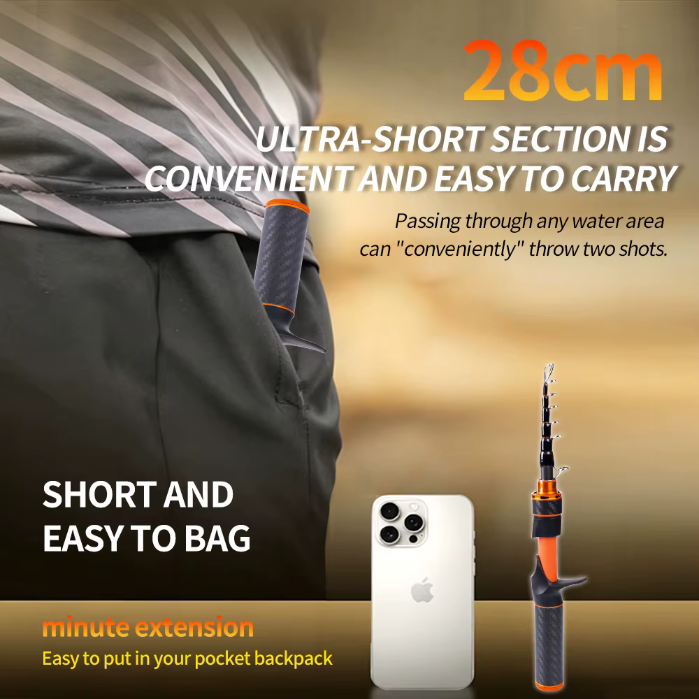 Caña Telescópica FISHINGFANS ORCA 3 – ML 6 pies, Carbono, Viaje - imagen 5