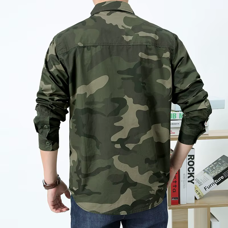 Camisa A2F9503 Camuflaje – Algodón puro gran tamaño hombre - imagen 4
