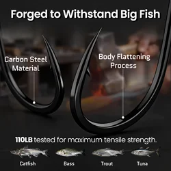FishTrip Anzuelos circulares para pulpo de acero carbono con gancho