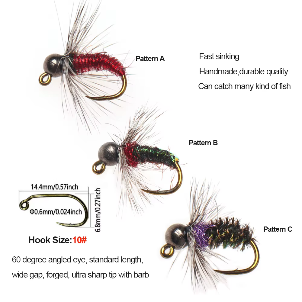 ICERIOIO #10 Cabeza Jig Tungsteno Ninfa – Para trucha y lubina