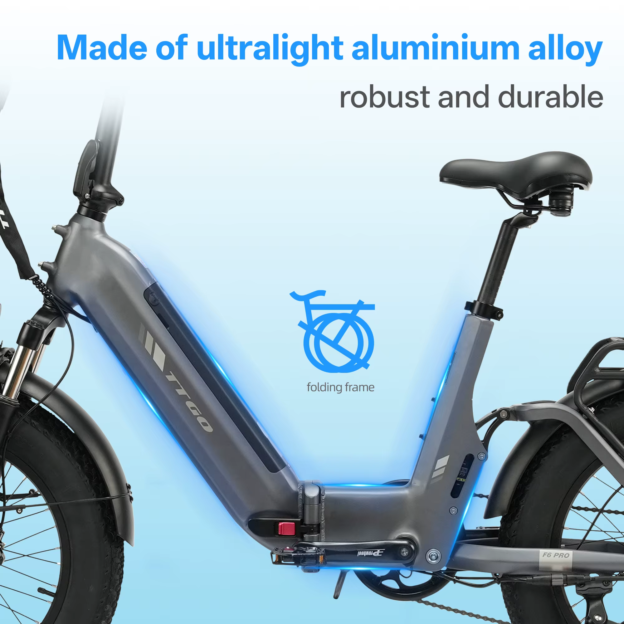 Bicicleta Eléctrica Montaña TTGO F6 PRO – 250W, Ruedas Gruesas y Suspensión - imagen 4