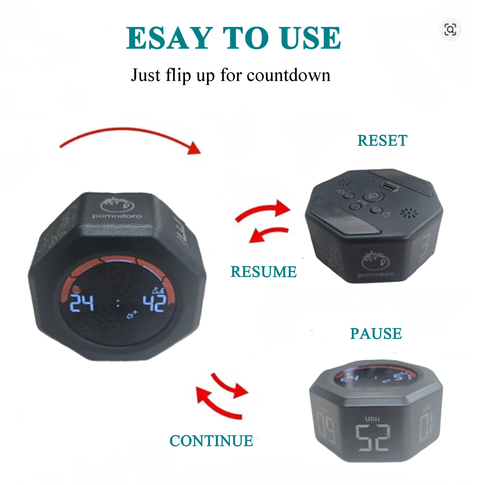Temporizador Flip con Sensor de Gravedad y Alerta Sonora - imagen 4