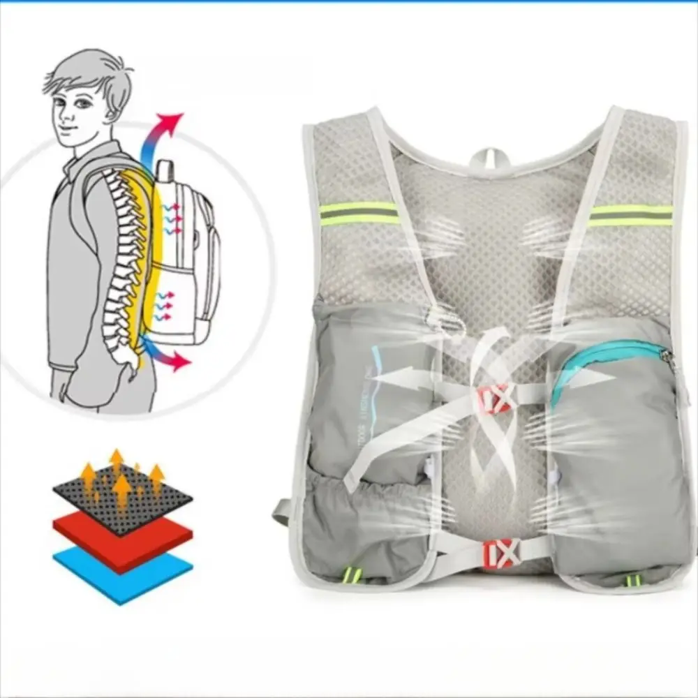 Mochila impermeable ultraligera de nailon con reflectores y hidratación
