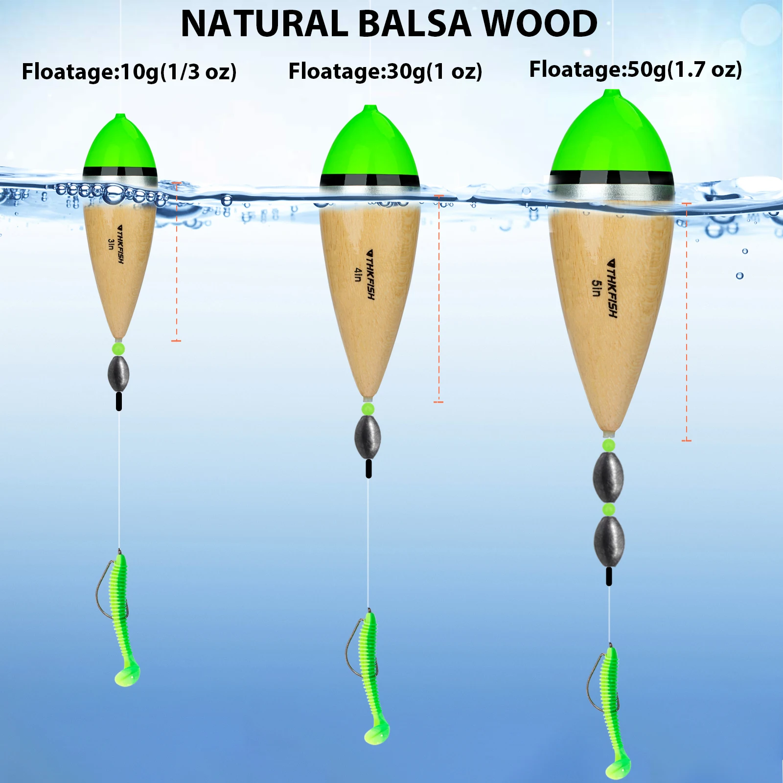 Flotadores deslizantes THKFISH de 5 pulgadas para Crappie y Bass