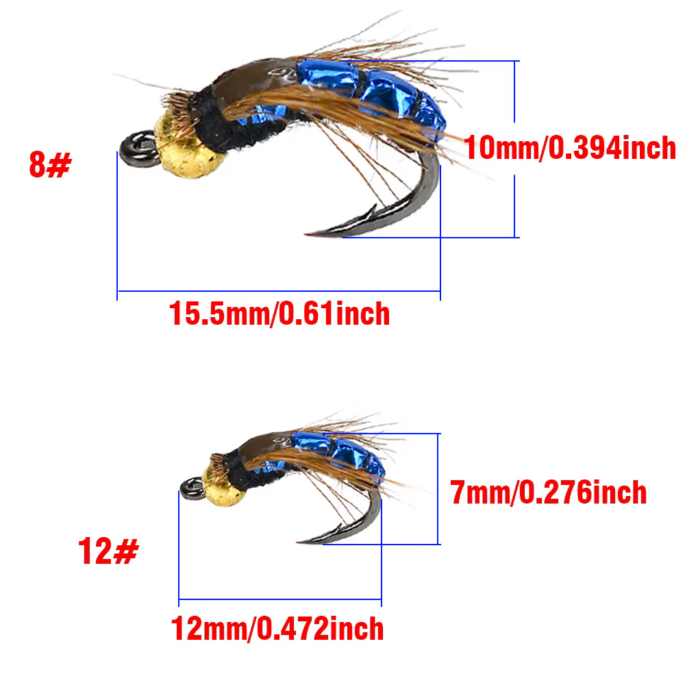 Ninfas Scud MNFT con cabeza de cuentas – Hundimiento rápido para trucha - imagen 3