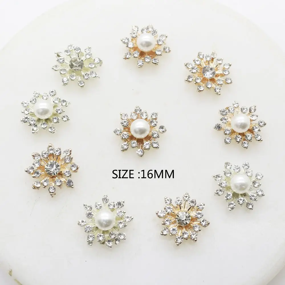 Botones copo de nieve chapados con diamantes de imitación para costura - imagen 5