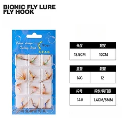 Anzuelos de mosca fluorescentes con pluma para imitar mosquito