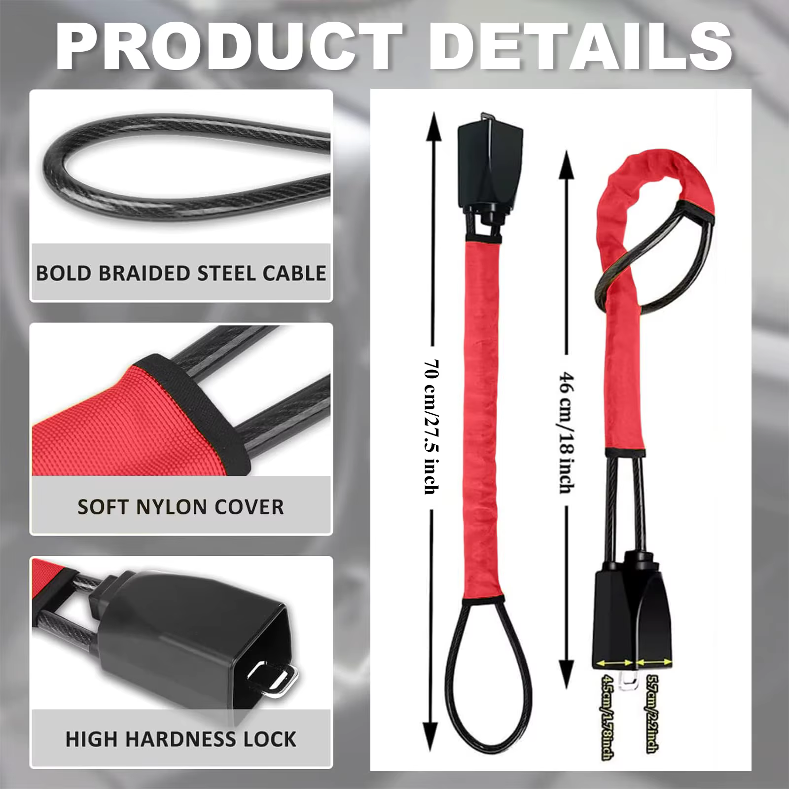 Antirrobo universal para volante coche y cinturón con cable acero - imagen 4