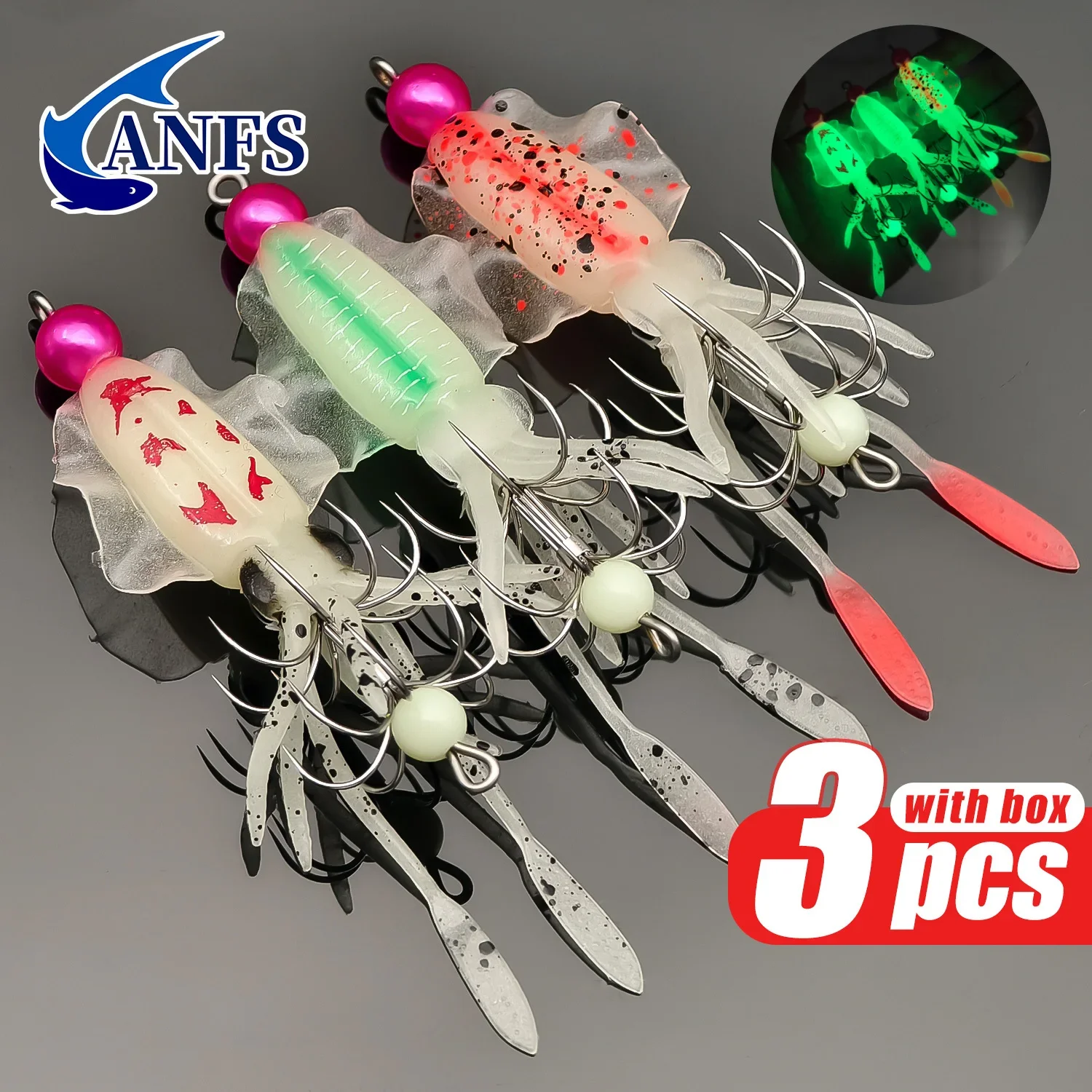 ANFS Anzuelos luminosos con vinilo – Colores surtidos para pesca - imagen 2