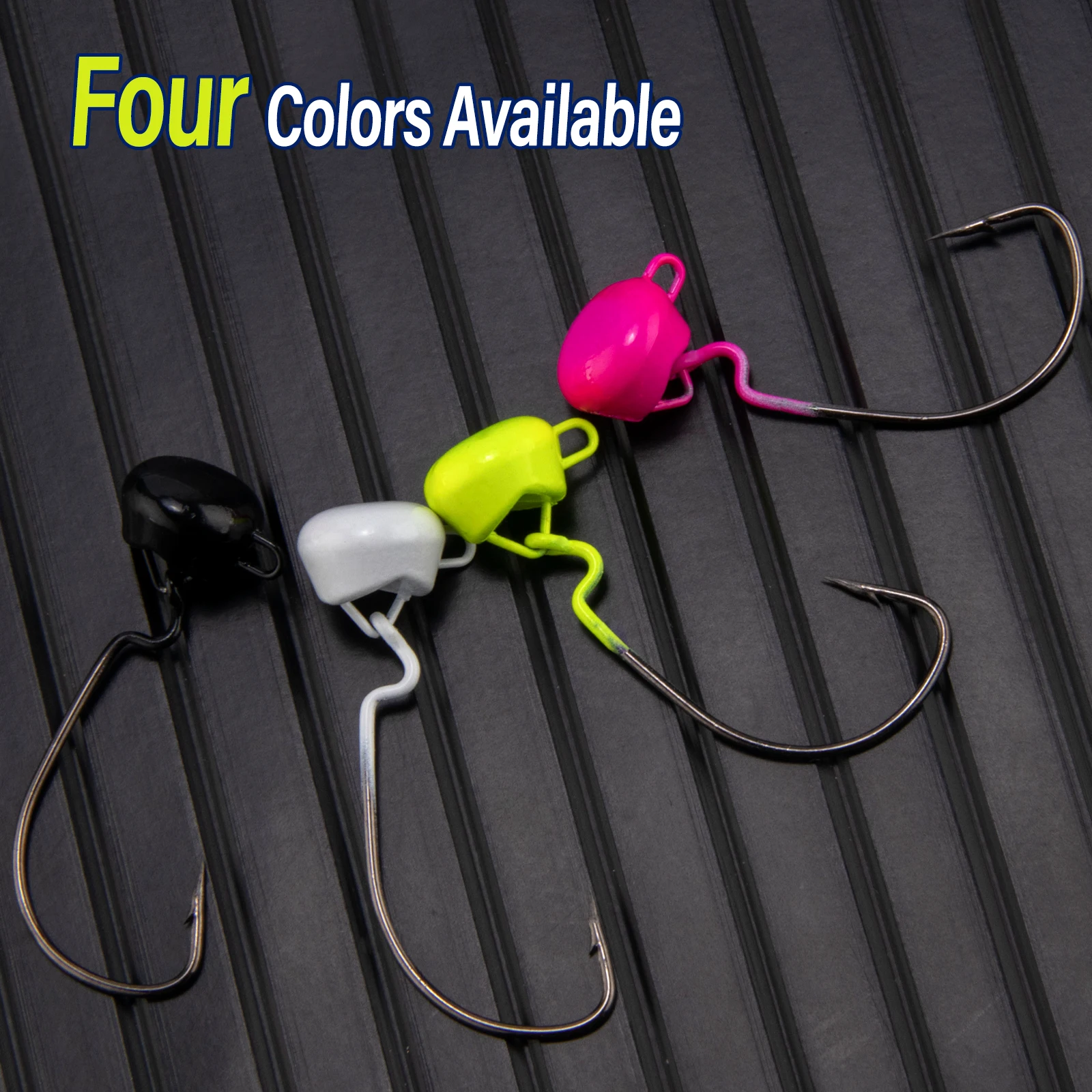Detalle del anzuelo antienredos y cabeza plomada plana