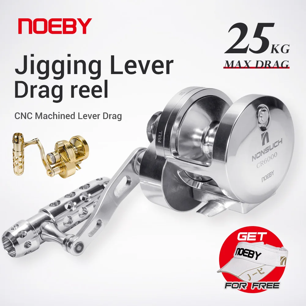 Carrete Jigging Lento Noeby CNC Metal – 25kg Arrastre Agua Salada - imagen 2
