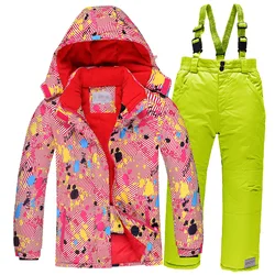 Traje de nieve infantil impermeable con capucha, resistente al viento