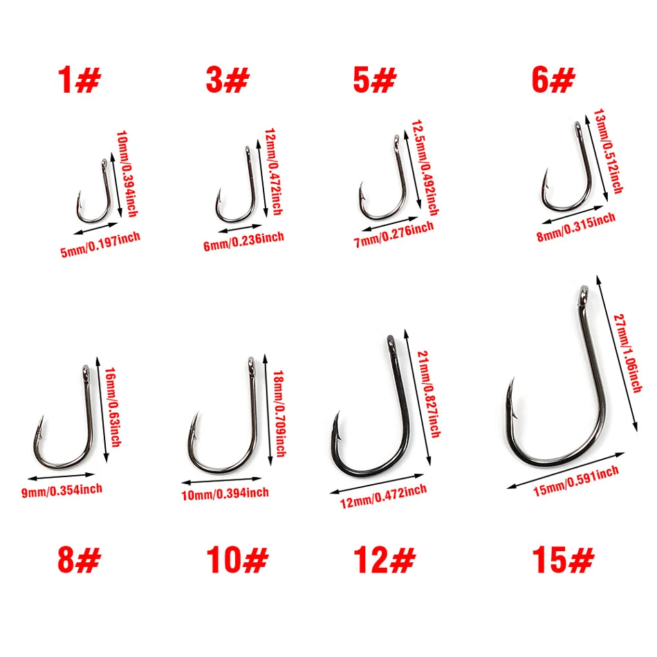 Detalle de anzuelos con púa duraderos para pesca