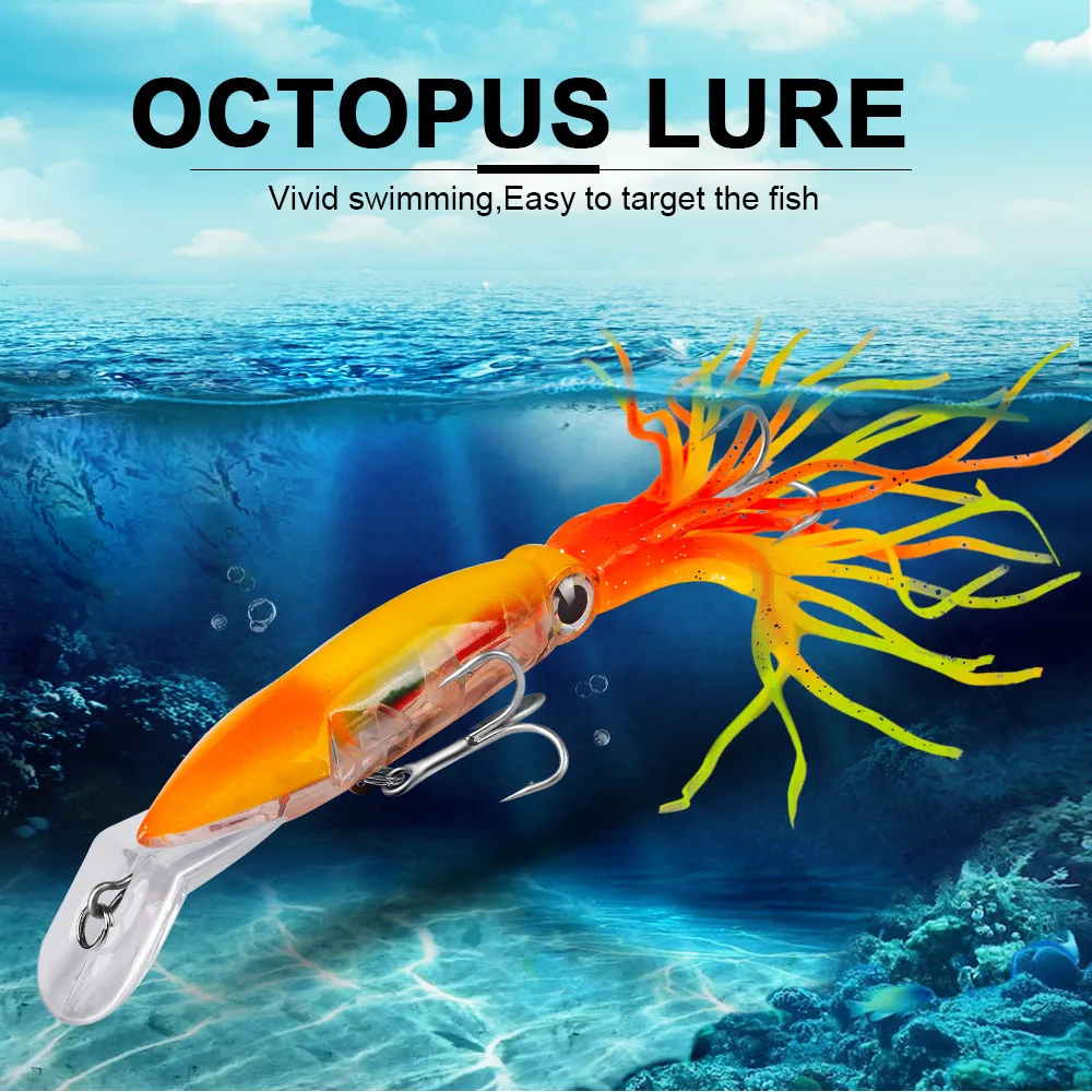 Señuelo de pesca flotante de pulpo 23cm 40g