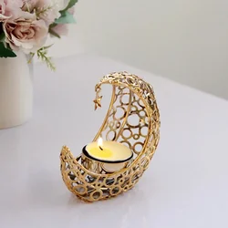 Candelabro Forma Luna en Metal – Decoración Ramadán