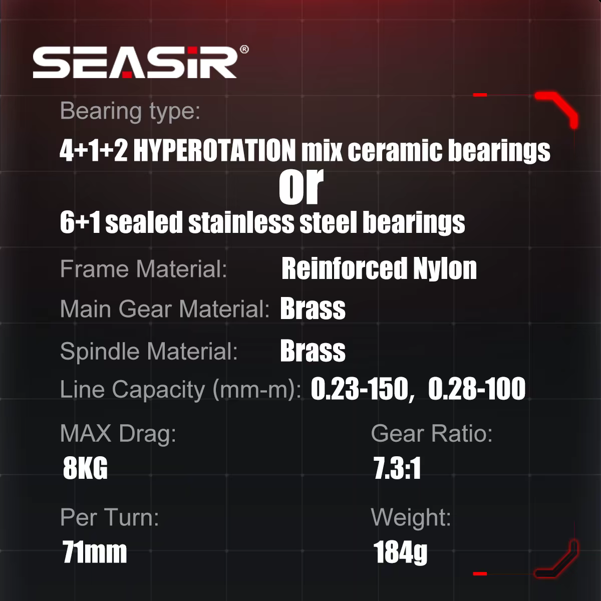 Carrete Baitcasting Seasir Cast-X3 Drag Clicker para Mar y Río - imagen 3