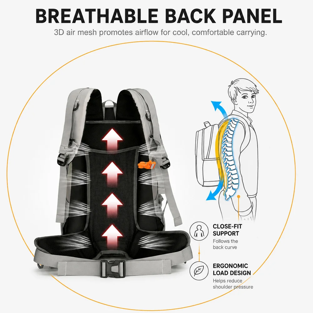 Mochila de pesca impermeable multifuncional con funda lluvia