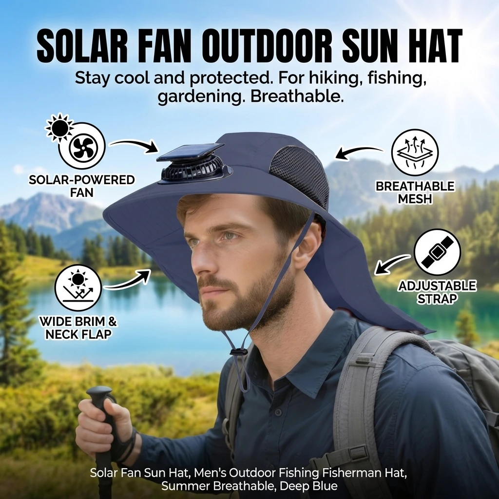 Gorra de pesca solar con ventilador y protección UV para verano - imagen 4