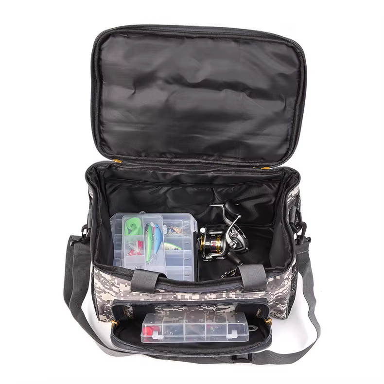 Bolso de hombro pesca lona multifuncional para aparejos y caña