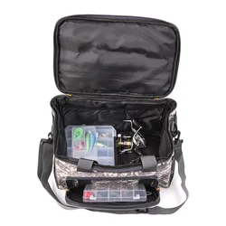 Bolso de hombro pesca lona multifuncional para aparejos y caña