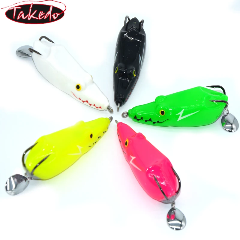 TAKEDO Señuelo Topwater flotante de PVC para lubina – Imitación rana - imagen 4