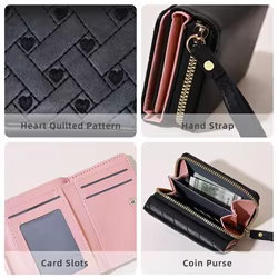 Monedero Corto para Mujer con Bordado y Cremallera – Capacidad Gran Diseño