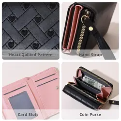 Monedero Corto para Mujer con Bordado y Cremallera – Capacidad Gran Diseño