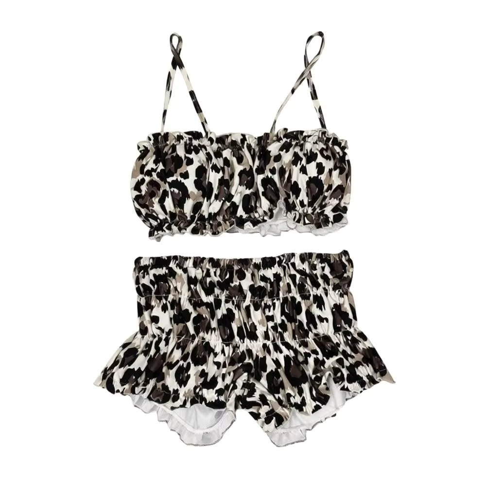 Bikini Leopardo Vintage Mujer Tirantes Cuello – Playa Verano - imagen 2