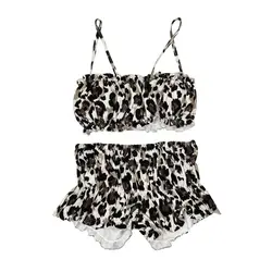 Bikini Leopardo Vintage Mujer Tirantes Cuello – Playa Verano