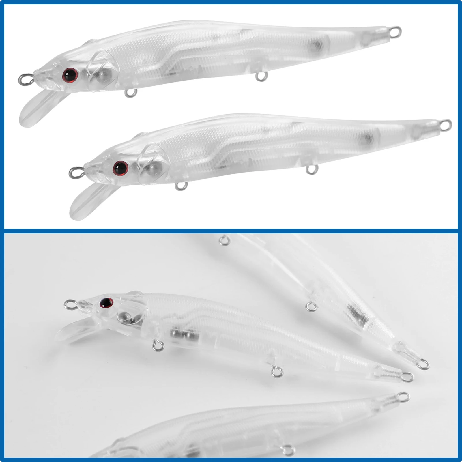 FREE FISHER Jerkbait flotante en blanco transparente con ojos 3D - imagen 4