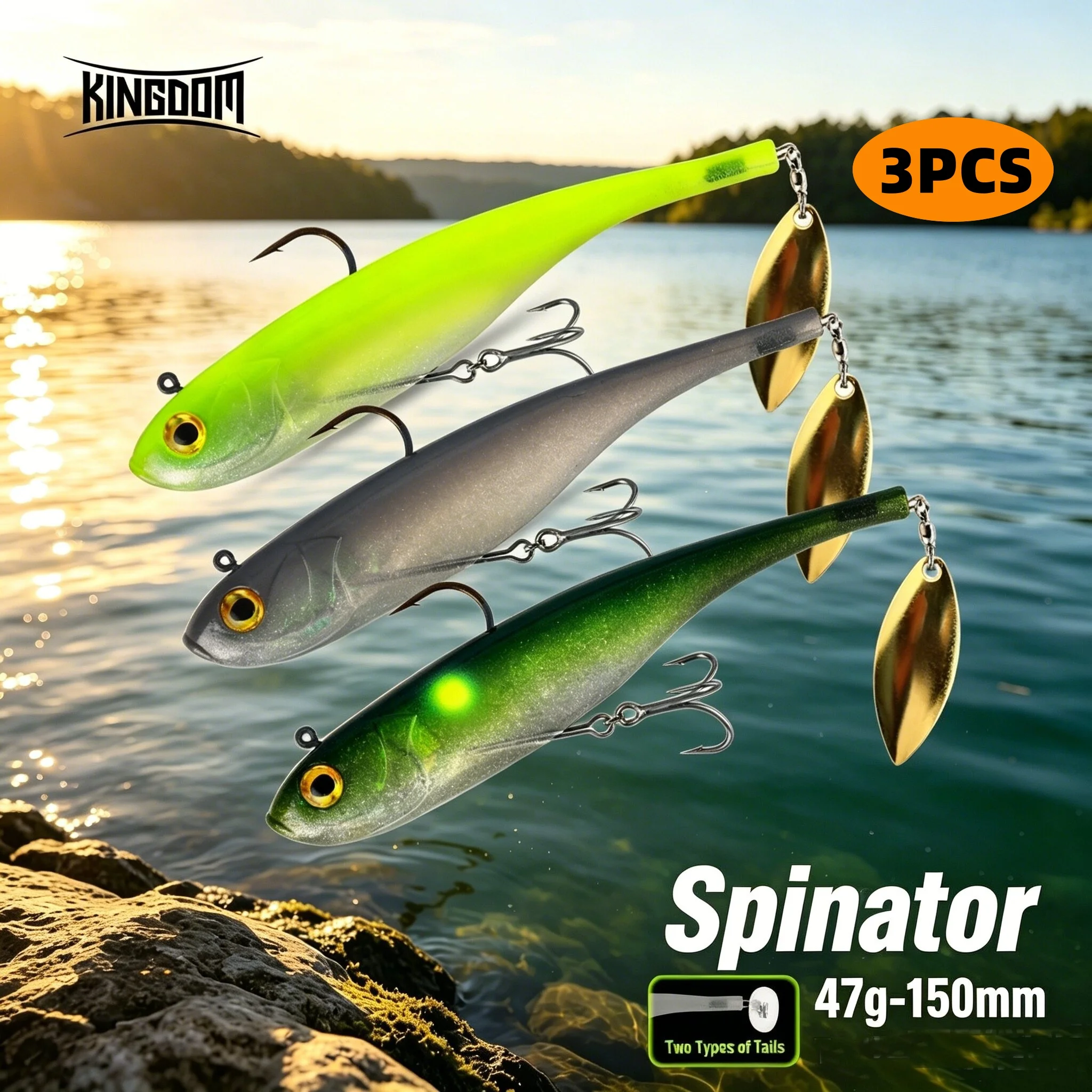 Kingdom Spinator señuelo blando con cuchara giratoria lubina y lucio - imagen 2