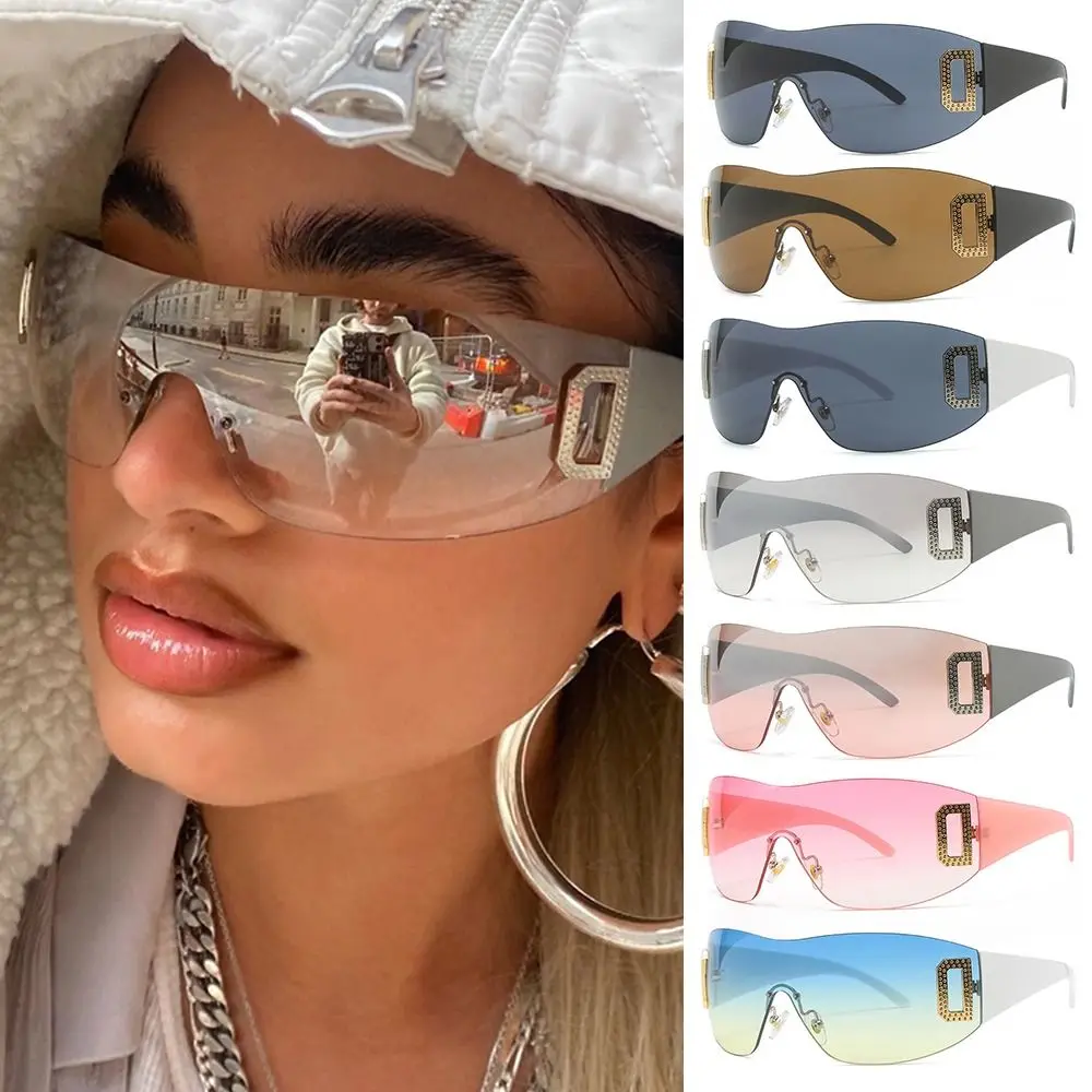 Gafas de sol deportivas sin montura envolventes punk Y2K para mujer - imagen 5