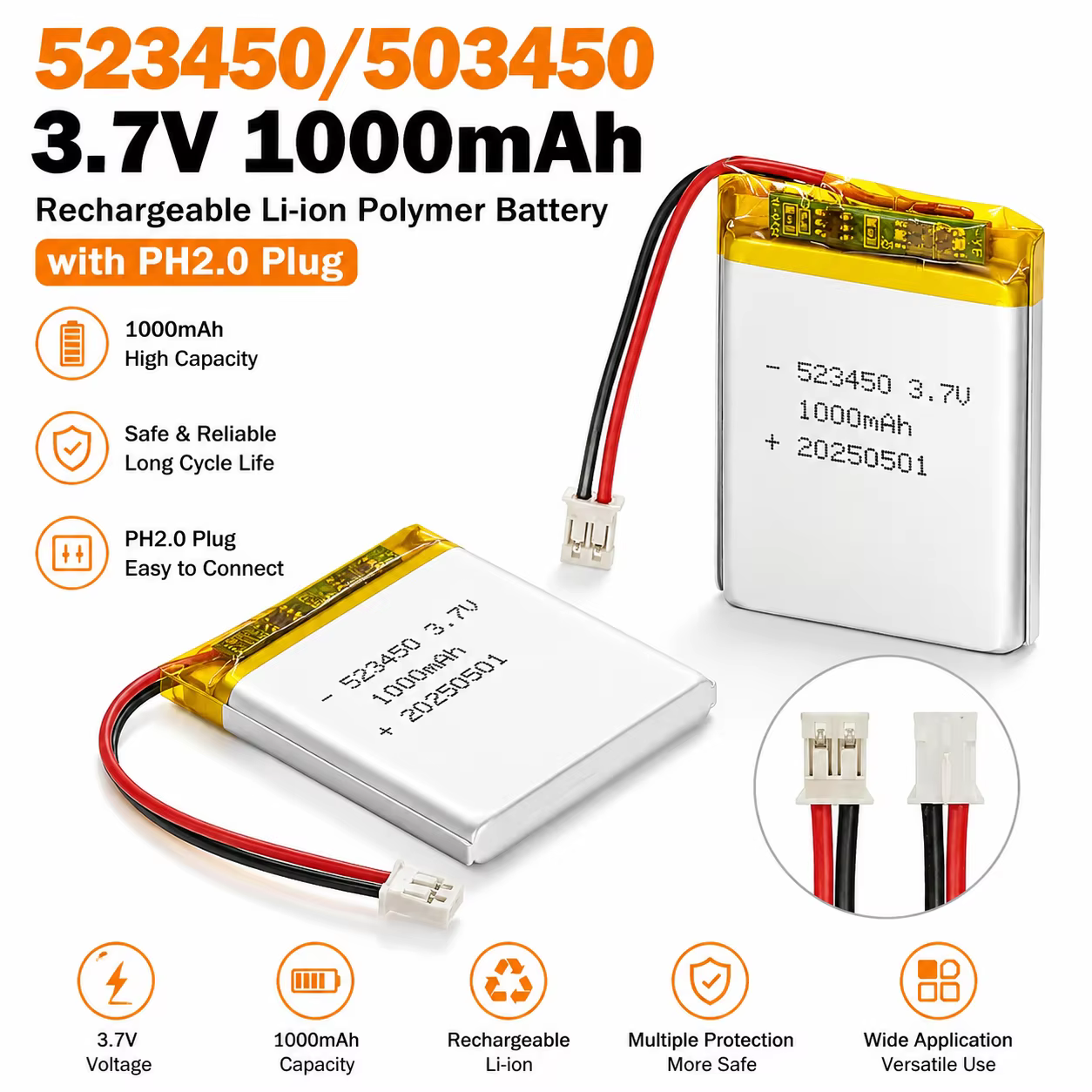 Batería recargable LiPo para GPS, móvil y reproductores MP5 - imagen 2
