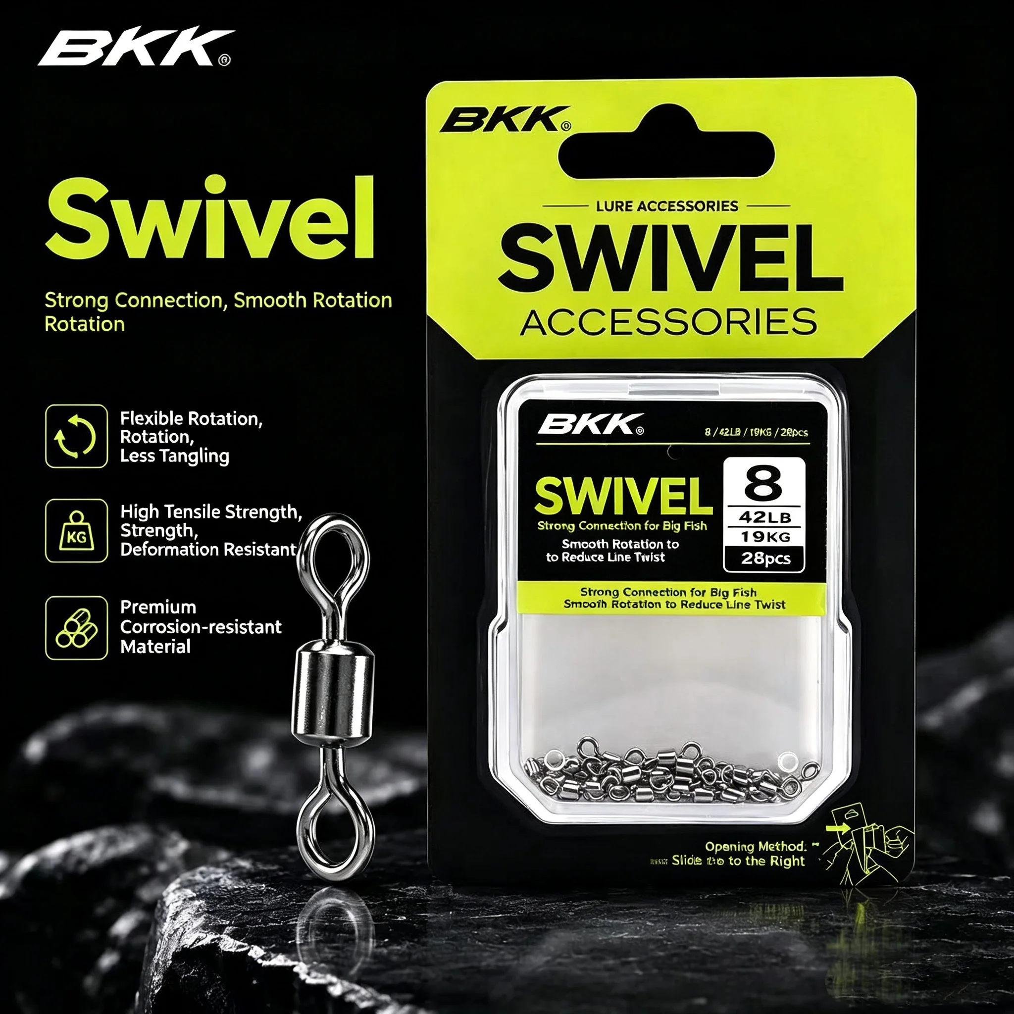 Eslabones giratorios BKK de acero inoxidable sólido para señuelos