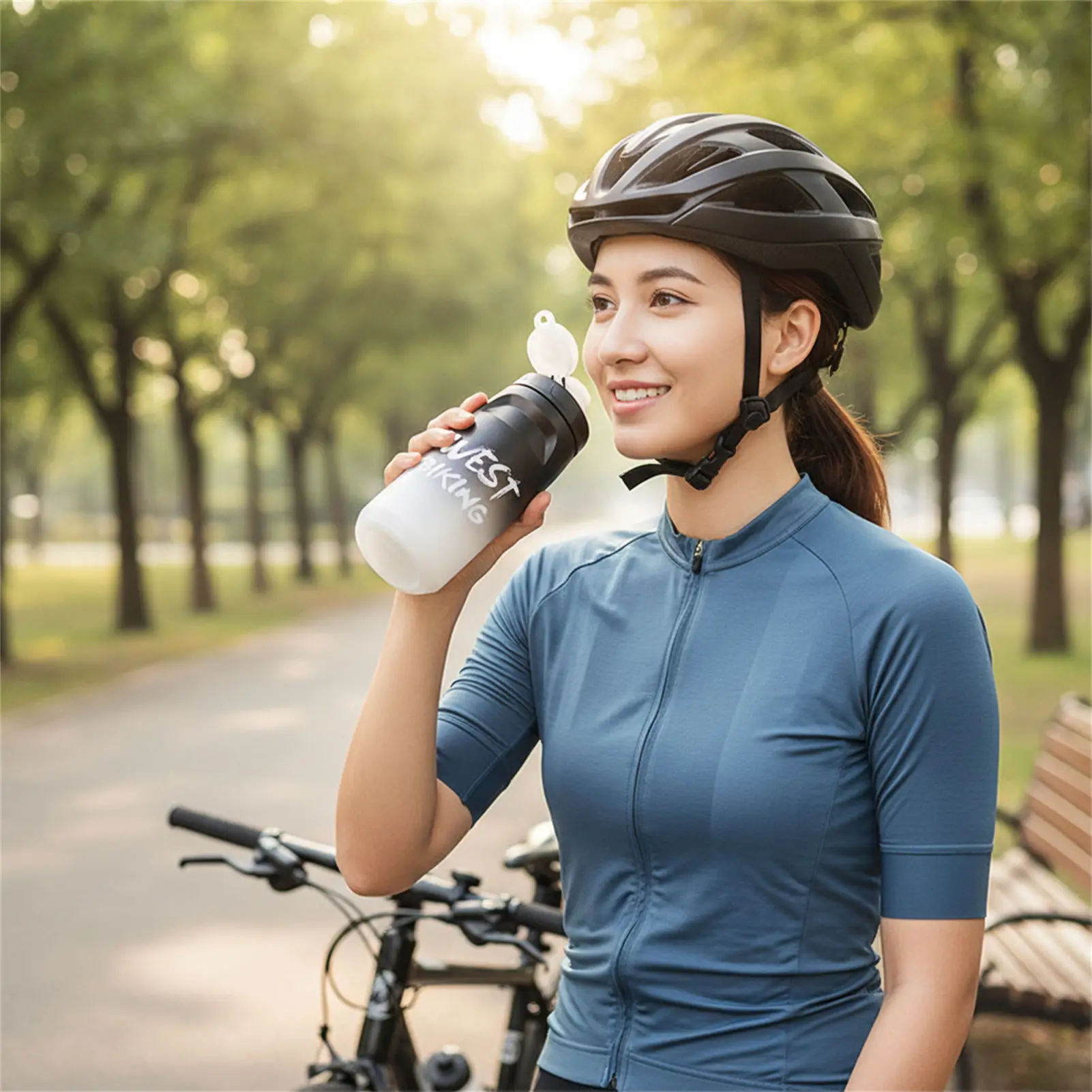 Botella de agua para bicicleta con diseño degradado