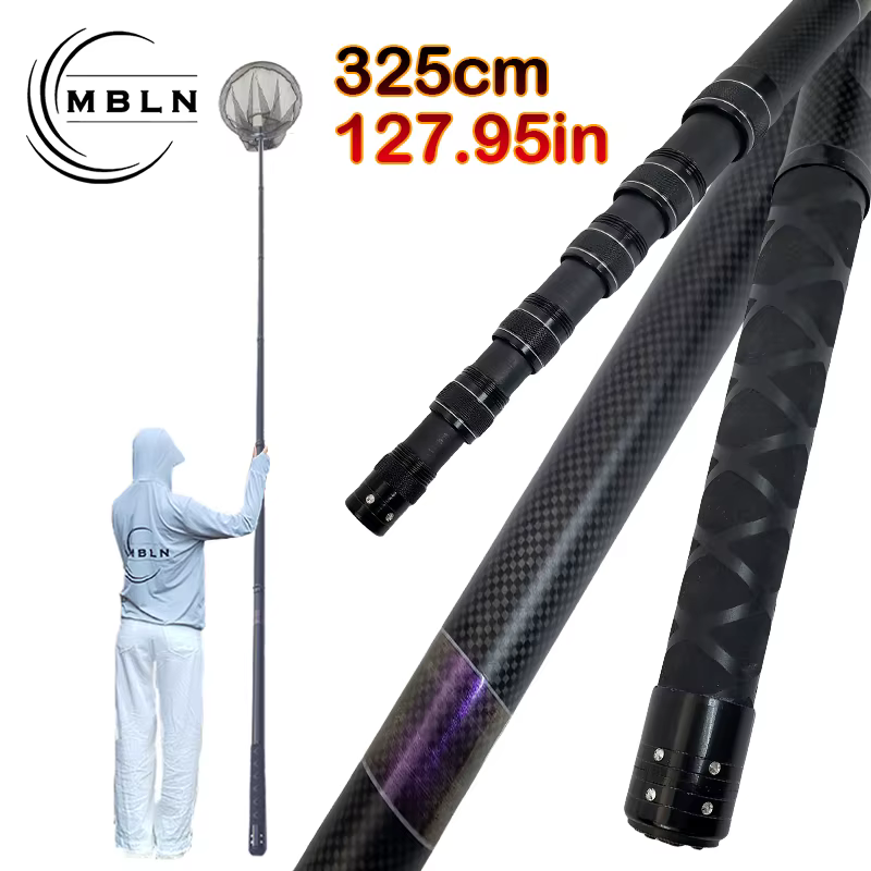 Red Telescópica Carbono MBLN – Malla Goma para Pesca desde Barco - imagen 3
