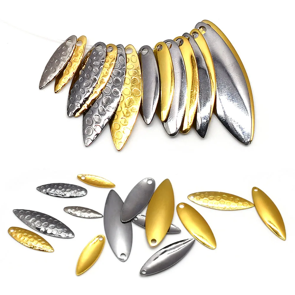 Cucharas de pesca MNFT Pit Luya – Hoja de sauce dorado y plata - imagen 5