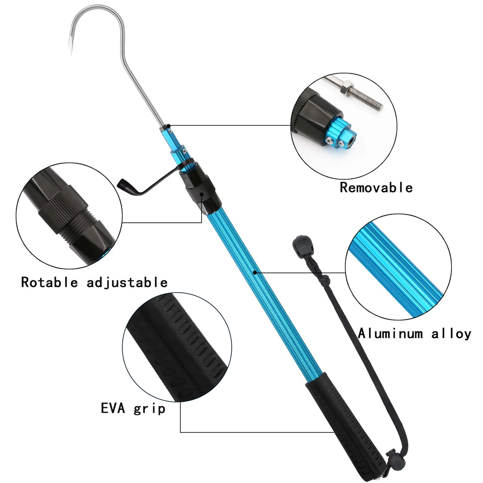 SANLIKE gancho telescópico para peces agua salada – aluminio - imagen 3