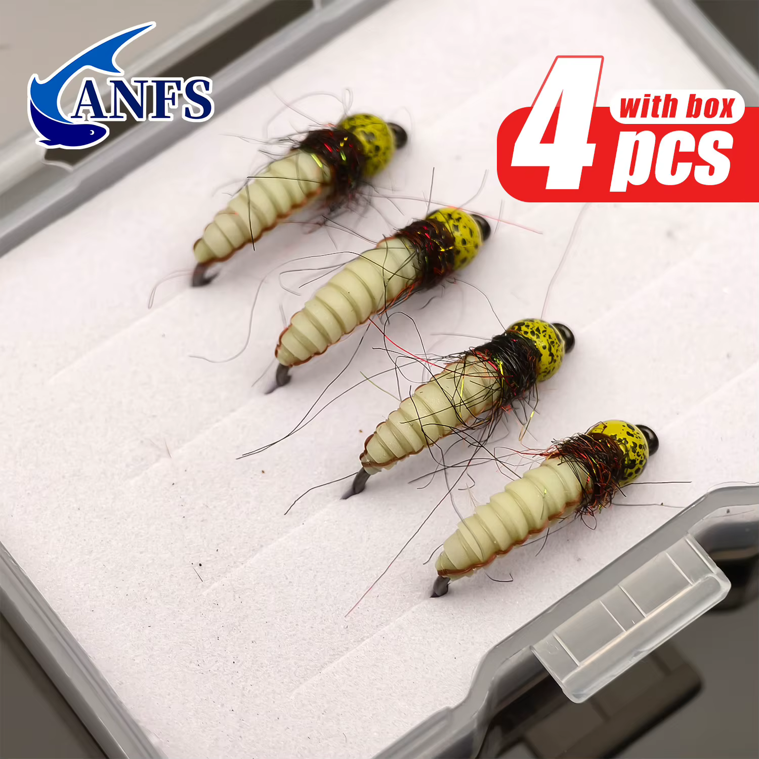 ANFS Moscas ninfa tungsteno – Atadas a mano con caja para trucha - imagen 2